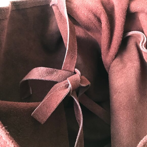 CHEVAL Firenze  Suede Genuine Leather Hobo Bag w Pouch   Wine  Made In Italy - Picture 8 of 11